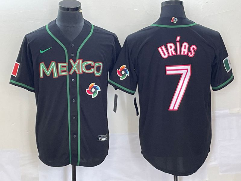 Men 2023 World Cub Mexico #7 Urias Black white Nike MLB Jersey47->more jerseys->MLB Jersey